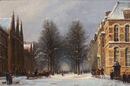 The Lange Voorhout in winter with the Kloosterkerk