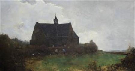 View of the De Groene or Willibrord Church in Oegstgeest by Leendert van der Vlist - Auction record, sale price, and art valuation. Compare with similar artists and explore comparable artworks.