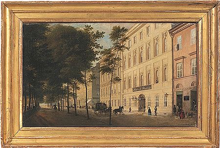 Blick in die Straße Unter den Linden, Ecke Charlottenstraße, mit dem Hôtel de St. Petersbourg