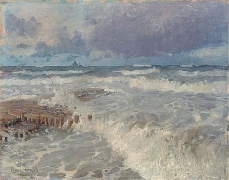 Meeresbrandung (Norderney) by Poppe Folkerts - Auction record, sale price, and art valuation. Compare with similar artists and explore comparable artworks.