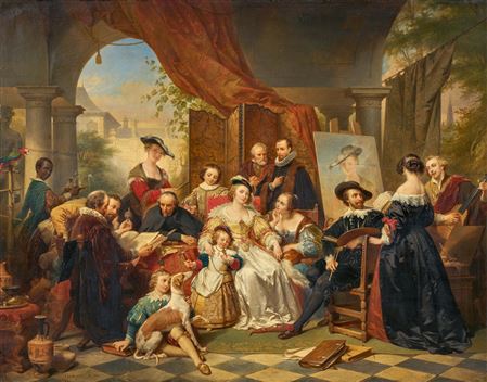 In Rubens' Studio. The artist surrounded by friends, family and patrons.