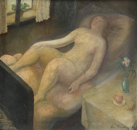 Lying female nude by Emanuel Frinta - Auction record, sale price, and art valuation. Compare with similar artists and explore comparable artworks.