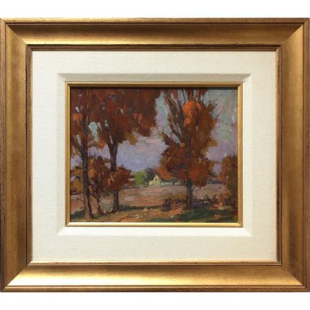 FARMHOUSE AND AUTUMN TREES