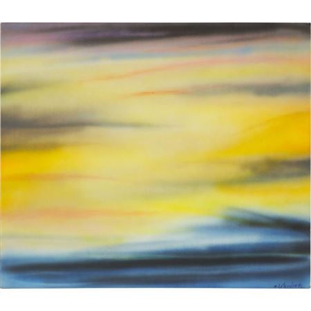 Sample artwork by Joan Martel (1925 - 2017), known for abstract landscapes with meticulous, pointillist technique - View similar artists and auction records