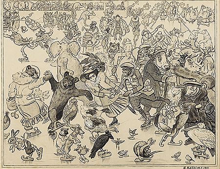 Pair skating of animals