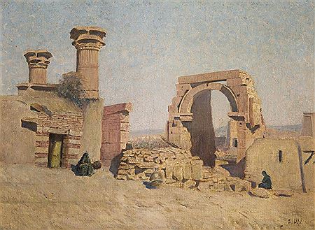 Roman ruins on the Egyptian island of Bigeh by Emil Uhl - Auction record, sale price, and art valuation. Compare with similar artists and explore comparable artworks.