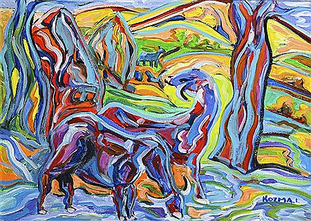 Abstract Landscape with Cattle