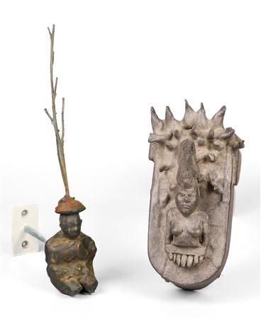 Two Sculptures: Crown Stick Man & Hanging fixture