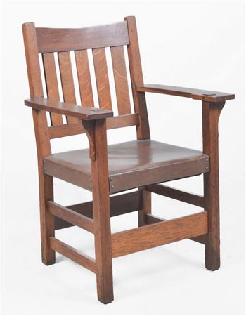 Arts and Crafts oak carved chair