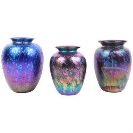 ART GLASS VASES (3)