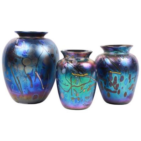 ART GLASS VASES (3)