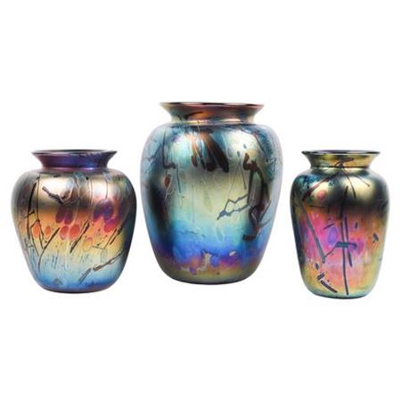 ART GLASS VASES (3)