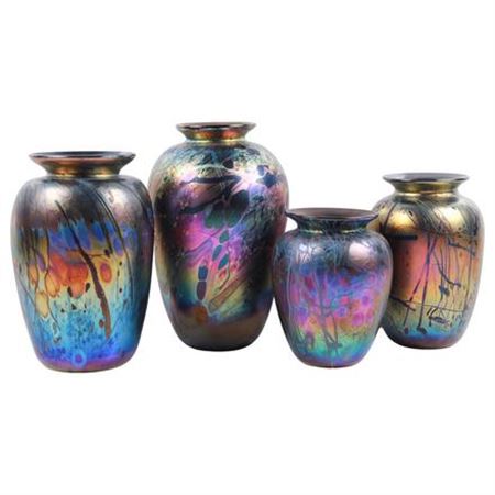 ART GLASS VASES (4)