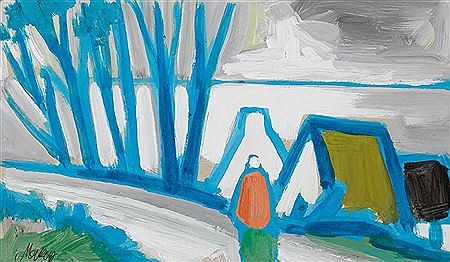 Figures with Cottages and Trees