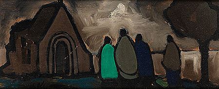 Figures Before a Church