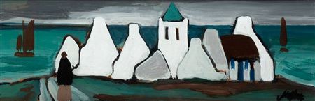 SHAWLIE AND BUILDINGS BY THE SEA