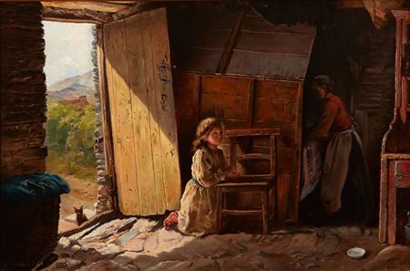 MORNING PRAYER, COTTAGE INTERIOR, COUNTY CORK, 1901