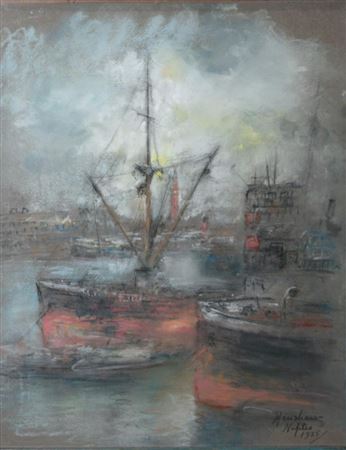 "Boats in Naples Harbor"