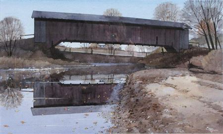 Melcher Bridge by Denzil Seamon - Auction record, sale price, and art valuation. Compare with similar artists and explore comparable artworks.