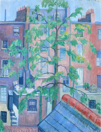 View of the backs of houses, Percy Street by Stanislawa De Karlowska - Auction record, sale price, and art valuation. Compare with similar artists and explore comparable artworks.