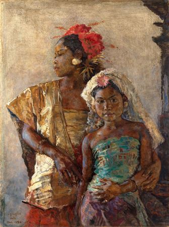 ‘Balische zusjes op ’t tempelfeest‘ (‘Balinese sisters at the temple feast‘)