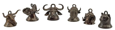 BRONZE ANIMAL FORM BELLS (6)