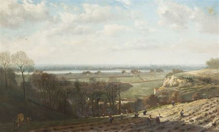 View of the Garonne and Bordeaux, taken from the hills of Floirac, 1875 by Tristan Lacroix - Auction record, sale price, and art valuation. Compare with similar artists and explore comparable artworks.