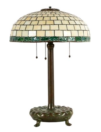 Tiffany Studios Bronze and Leaded Glass Table Lamp