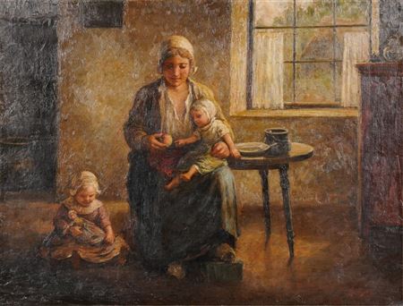 Mother and Children in Interior