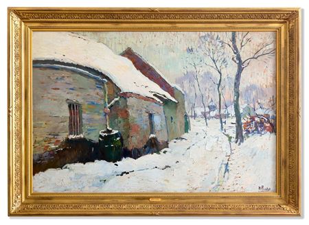 Winter Landscape with Farm Buildings by Henri Roidot - Auction record, sale price, and art valuation. Compare with similar artists and explore comparable artworks.