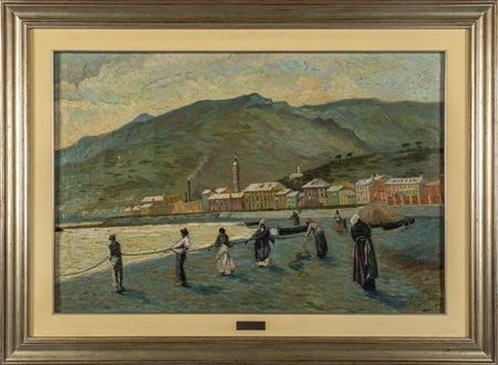 Sample artwork by Evasio Montanella (1878 - 1940), known for simple and vigorous painting based on tonal and chiaroscuro values, linked to the best nineteenth-century tradition. - View similar artists and auction records