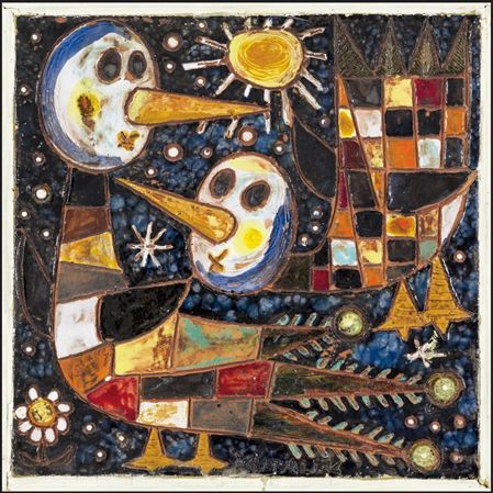 Sample artwork by Jan Kutalek (1917 - 1987), known for fable, fairy tail, ethnic culture themed ceramics - View similar artists and auction records
