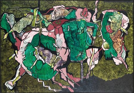Sample artwork by Jan Smetana (1918 - 1998), known for abstract elements, concrete forms, urban and industrial landscape - View similar artists and auction records