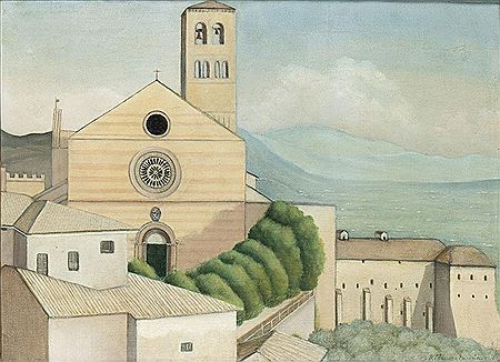 View of Assisi's cathedral, 1928