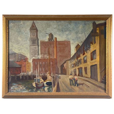 Depicts Docks in Industrial City