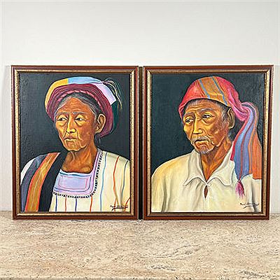 Pair portraits in colorful dress