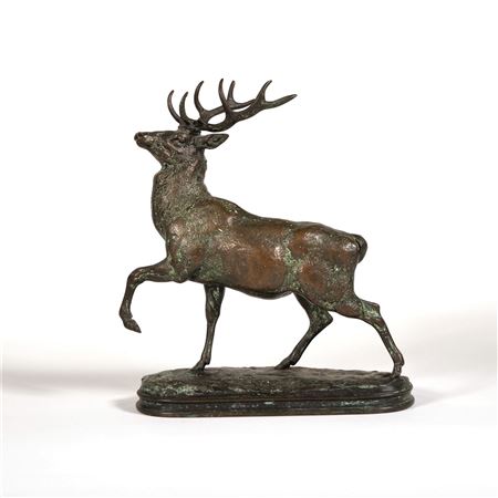 Stag with head raised