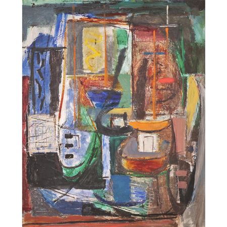 Abstract scene with boats