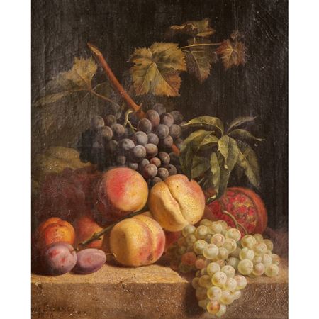 Still life with grapes and peaches
