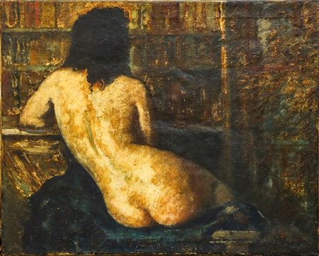 Seated nude from behind