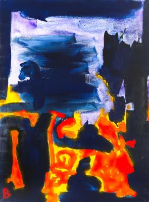 Composition with blue background