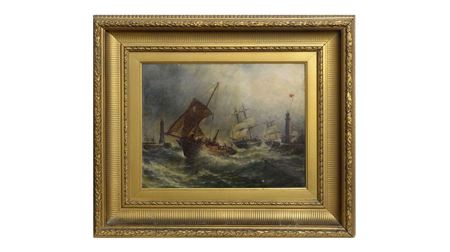"The Entrance to Sunderland Harbour, The View from Lighthouse, South Pier 1860"