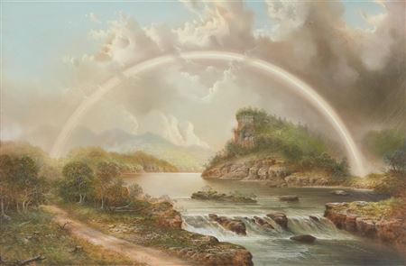 Rainbow over a waterfall