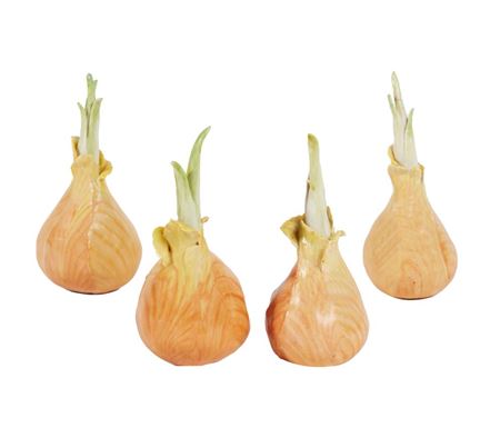 A group of four porcelain models of onions