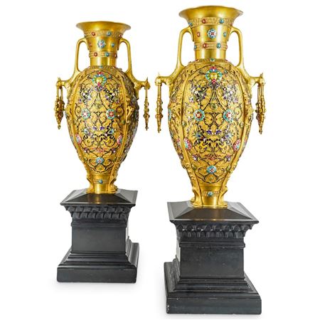 A pair of monumental bronze vases (2)