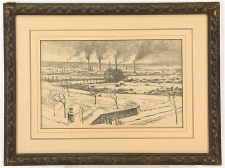 Landscape of a factory in the distance