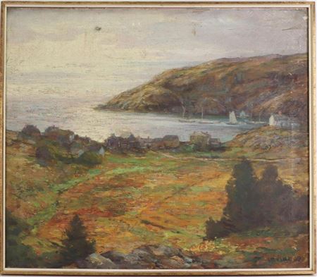 Landscape overlooking a coastal village