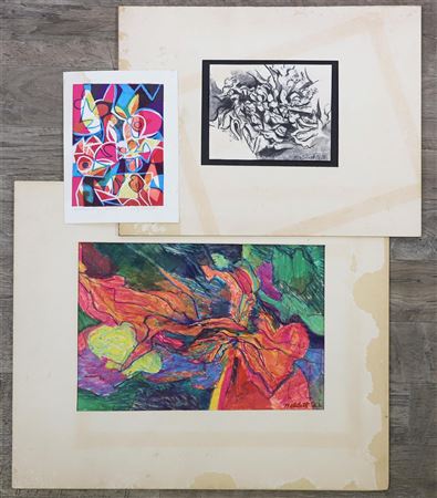 Abstract Composition and Abstract Flower Arrangement (sold with Lithograph) (3)