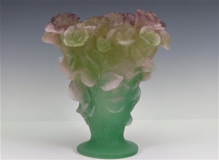 Pate de Verre Roses Vase