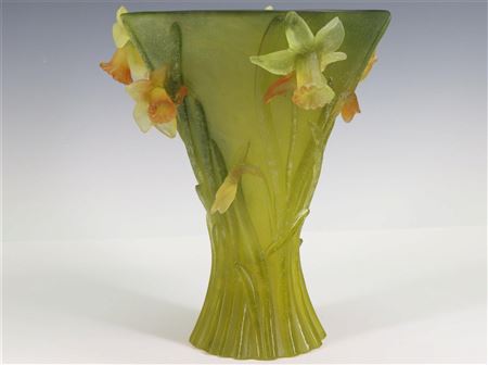 Pate de Verre Daffodil Vase